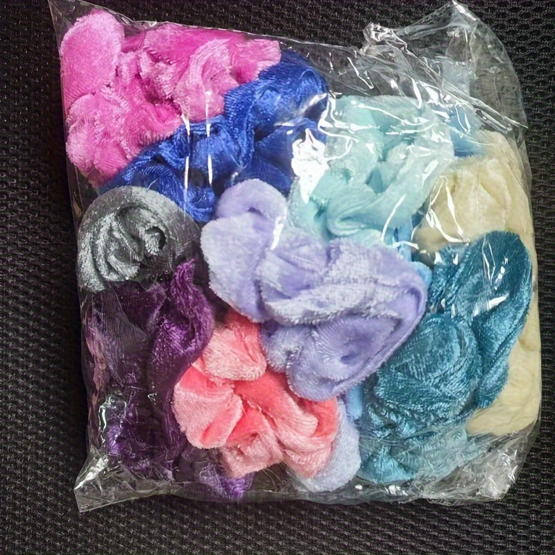 Soft Velvet Elastic Hair Ties - Set of 20, Solid Color Ponytail Holders for Women & Girls, Gentle on Hair