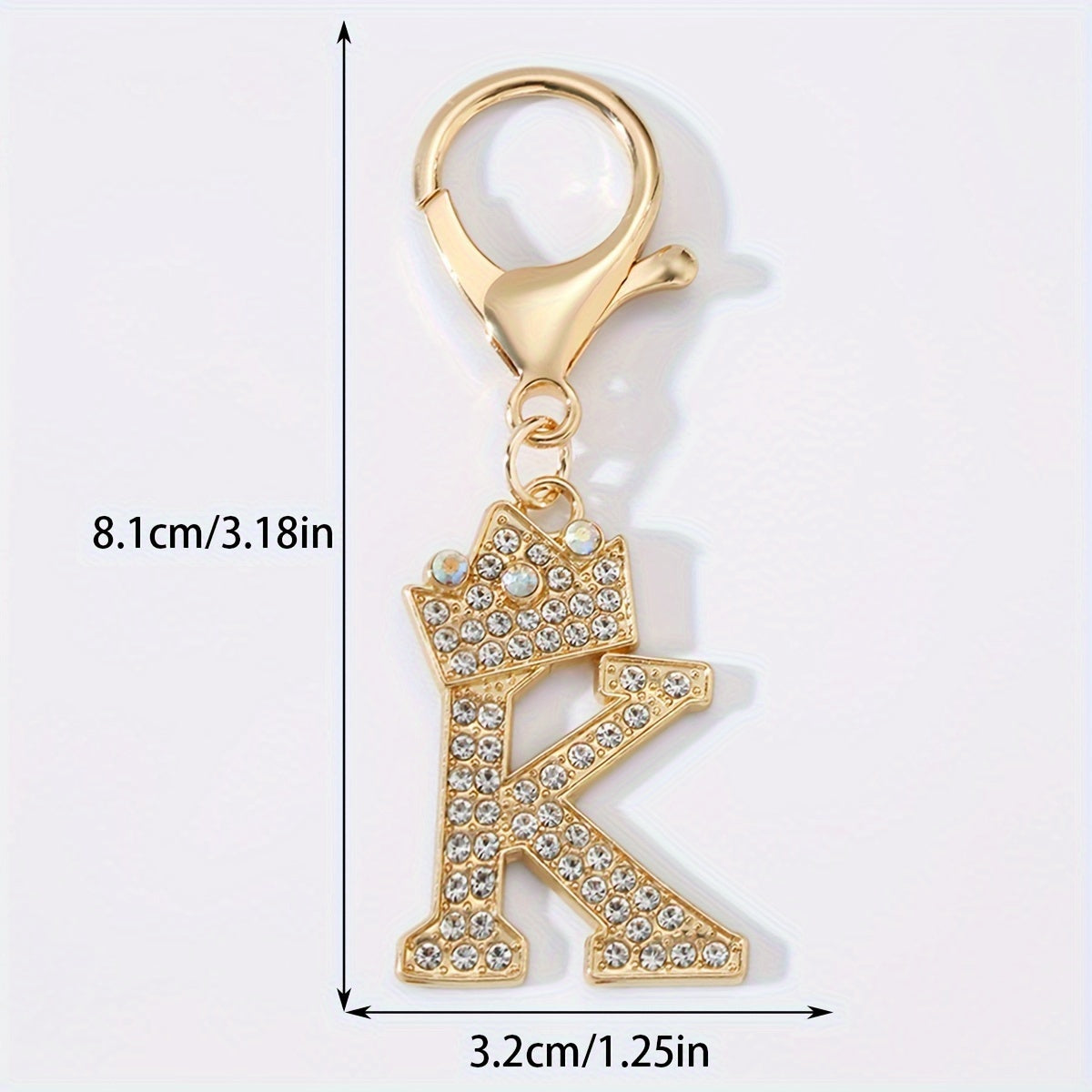 1pc Fashion Zinc Alloy Artificial Diamond Crown 26 English Letters Key Chain for Men, Bag Pendant for Friends.