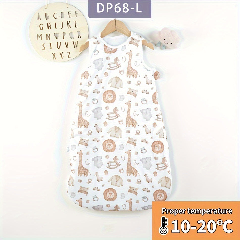 Cartoon Printed Sleeveless Sleeping Bag - Soft Polyester, Single Size, Colorful Design