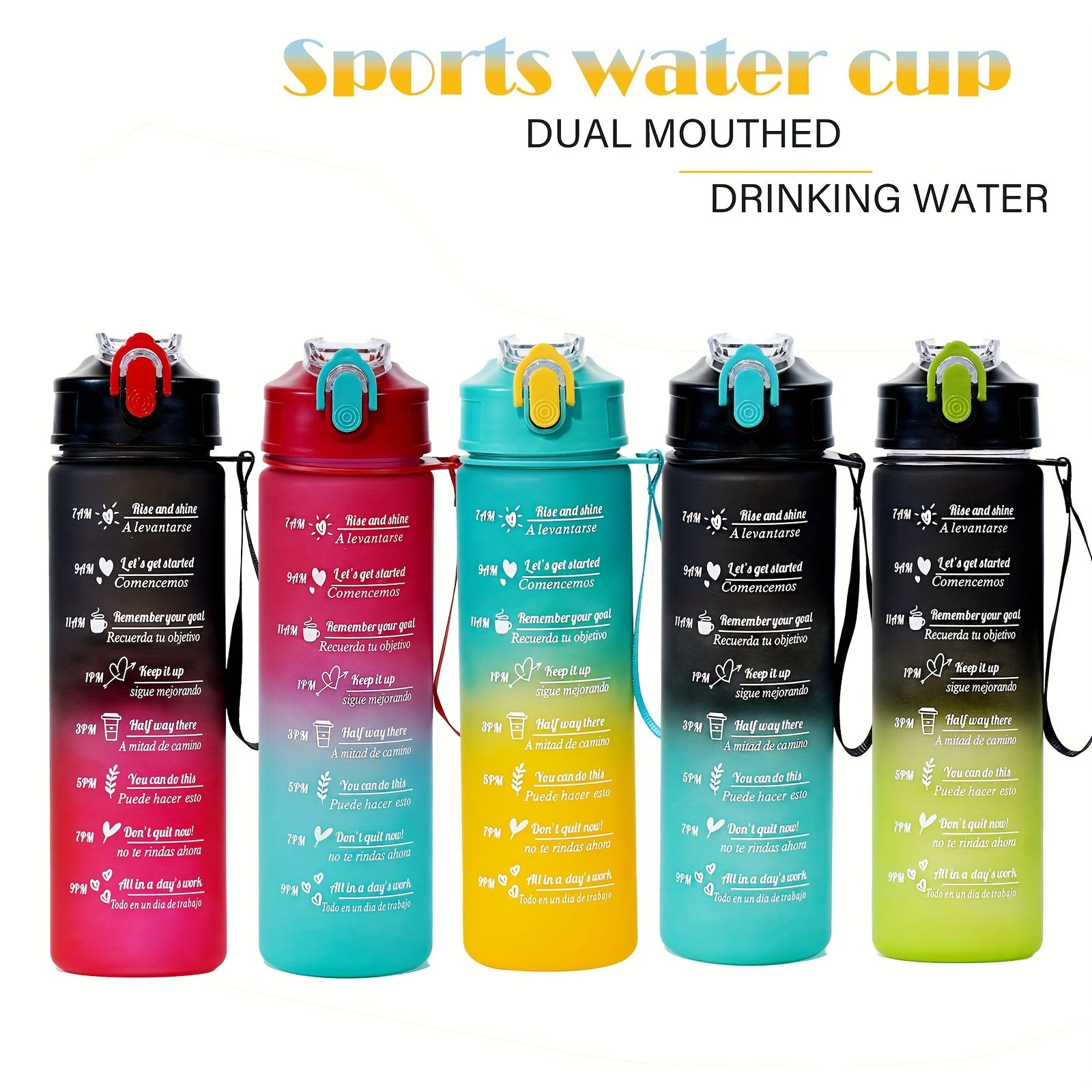 750ml Gradient Frosted Sports Water Bottle with Straw - PVC-Free, Perfect for Running & Outdoor Activities