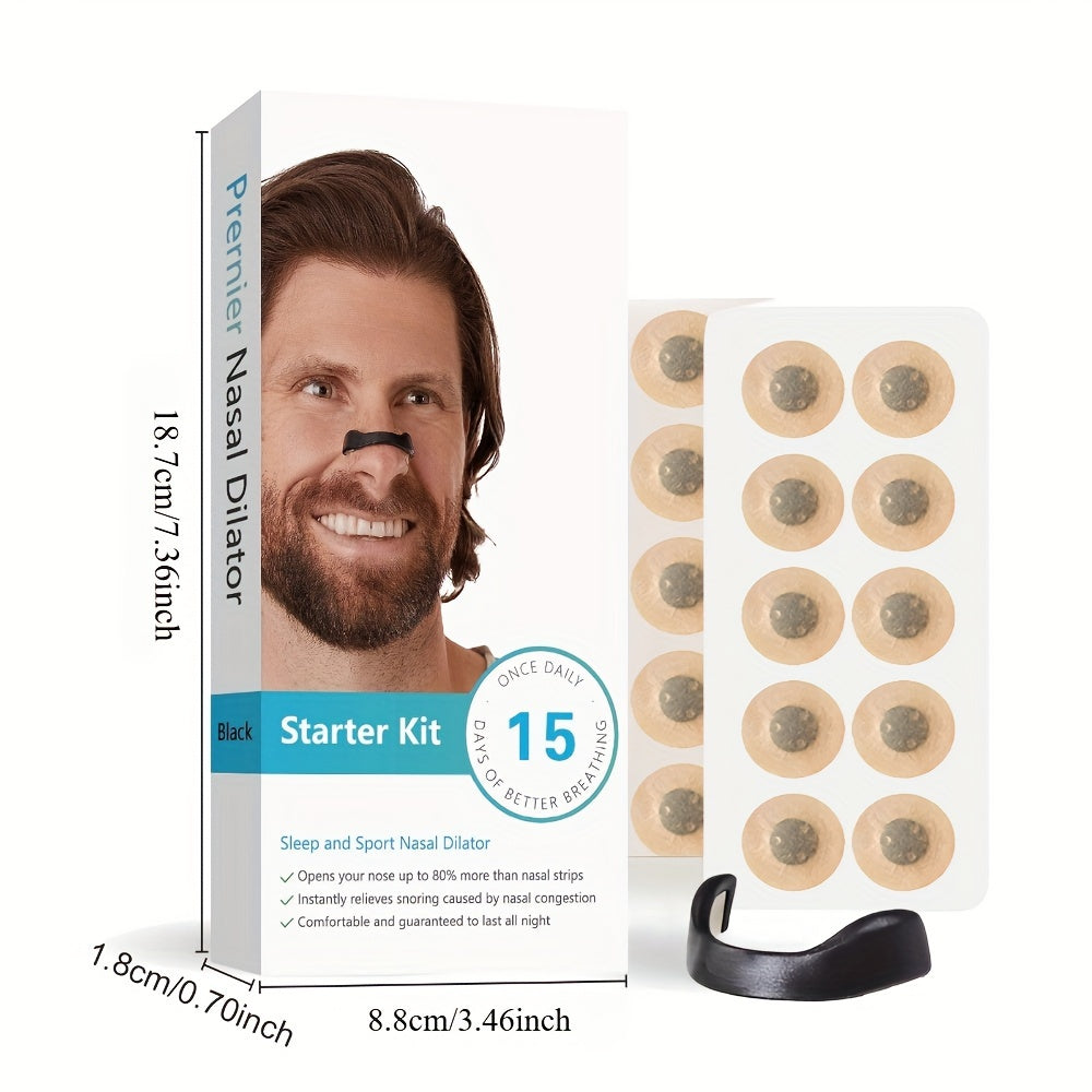 Magnetic Nasal Dilator Set with 4 Clips, 1 Magnetic Picker, 30 Magnet Patches. Comfortable wear, improves airflow for easy breathing. Suitable for men and women.