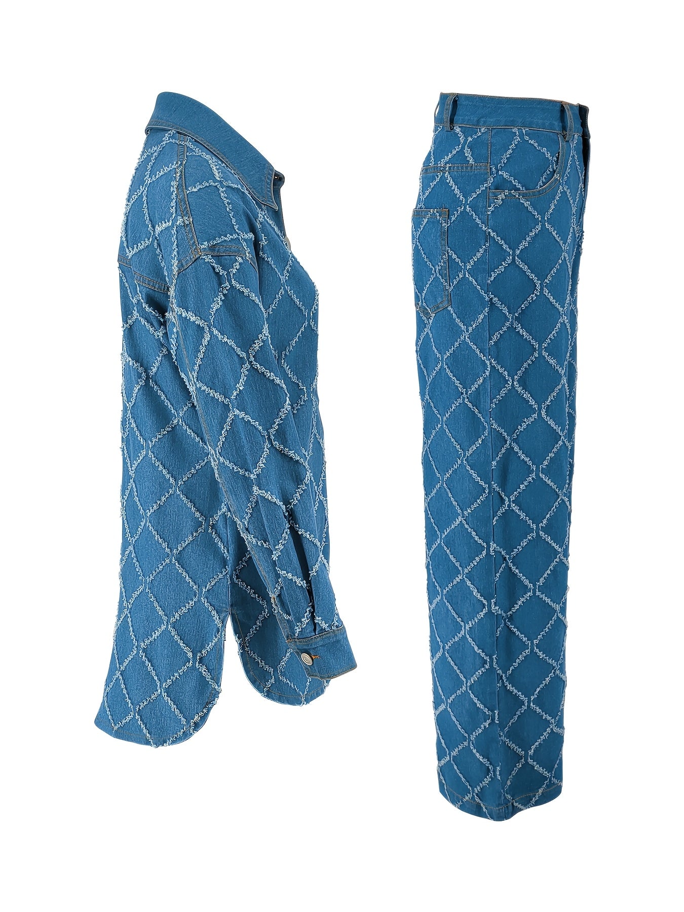 Women's Plaid Craft Denim Two-piece Set, item number 218571