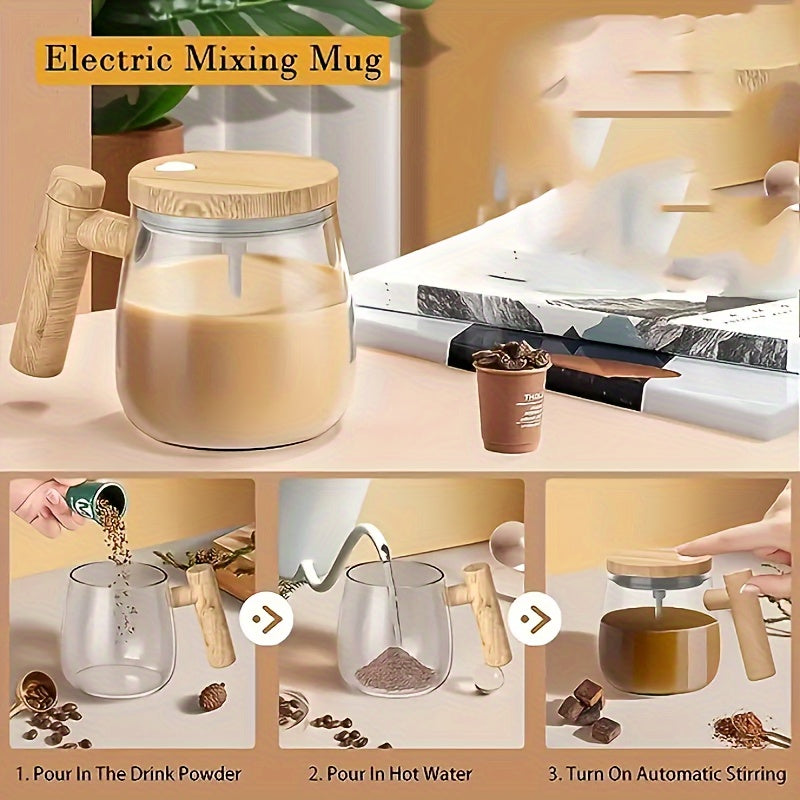 Self Stirring Mug: 1 piece of 400ML Electric Mixing Cup - High Borosilicate Glass - Perfect for Coffee, Milk, Protein Powder - Ideal for Home, Office, and Travel.