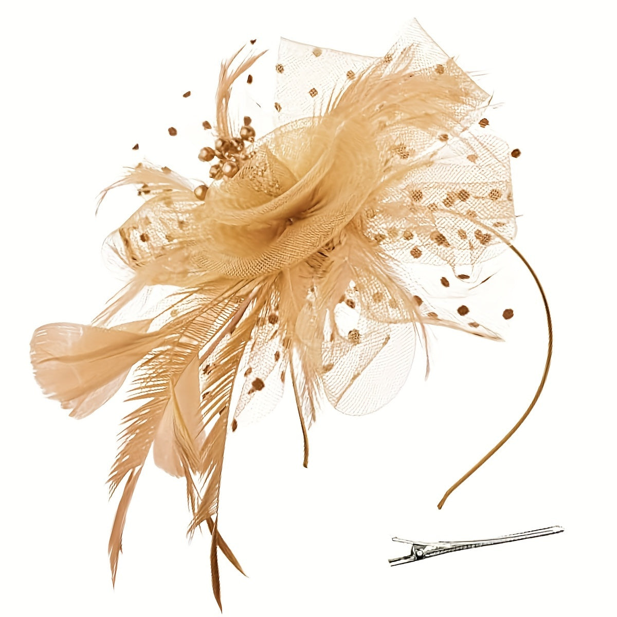 Women's Vintage Fascinator Hair Clip with Mesh Veil, Artificial Feather Flower, Perfect for Parties, Clubs, Weddings, and Church Events. Retro Style and a Great Mother's Day Gift Option.