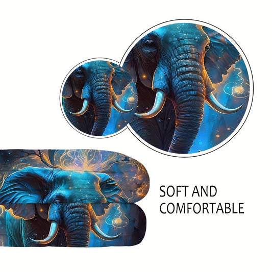 Experience Ultimate Comfort with Our Luxurious Elephant Fleece Blanket - Perfect for Adding a Touch of Tropical Paradise to Any Space. Stay Cozy all Year Round with this All-Season Polyester Throw featuring a Vibrant and Mystical Elephant Design. A