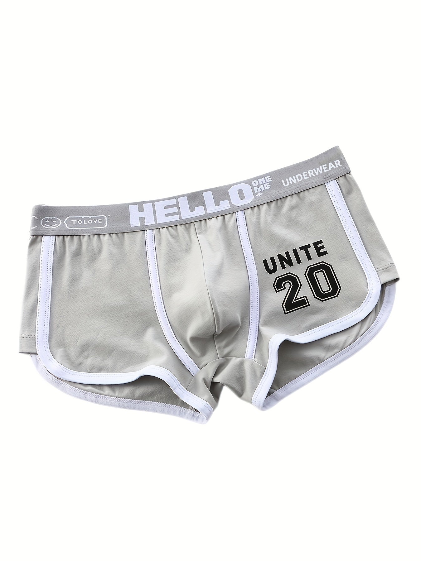 Men's casual cotton boxers briefs, mid-waist underwear.