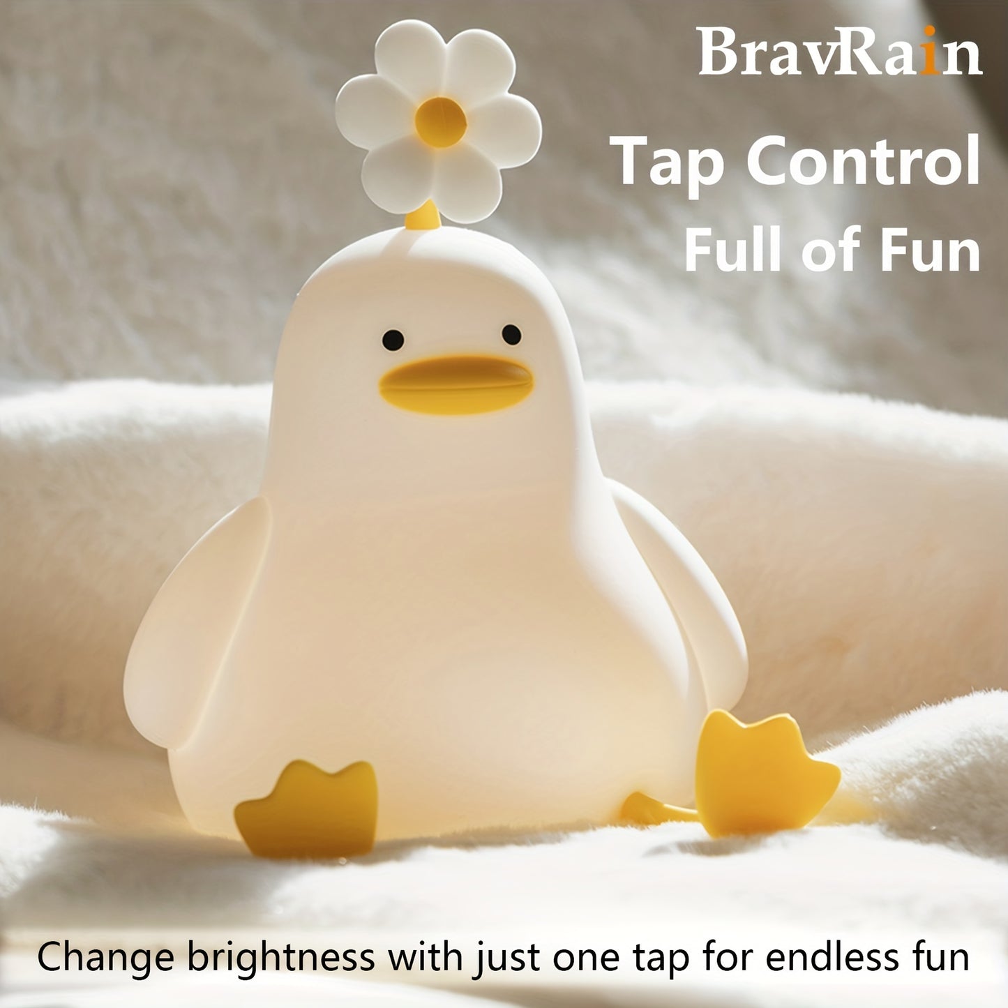 Silicone duck night light for bed with shooting control, adjustable brightness, USB powered - perfect gift for boys and girls on birthdays or Christmas.