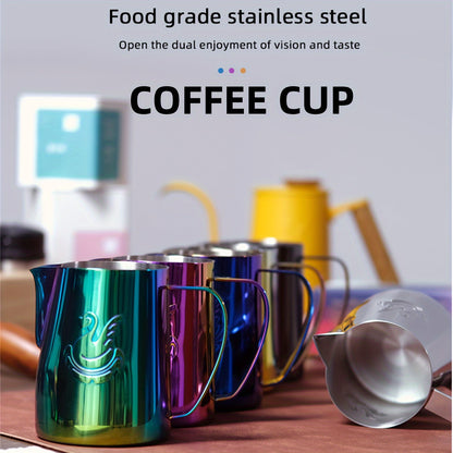 400ml Stainless Steel Milk Frothing Pitcher - Includes Espresso Swan Latte Art Pen with Teflon Coating. Perfect Milk Frothing Cup for Coffee and Barista Cappuccino. Features Extended Groove for Precise Pouring.