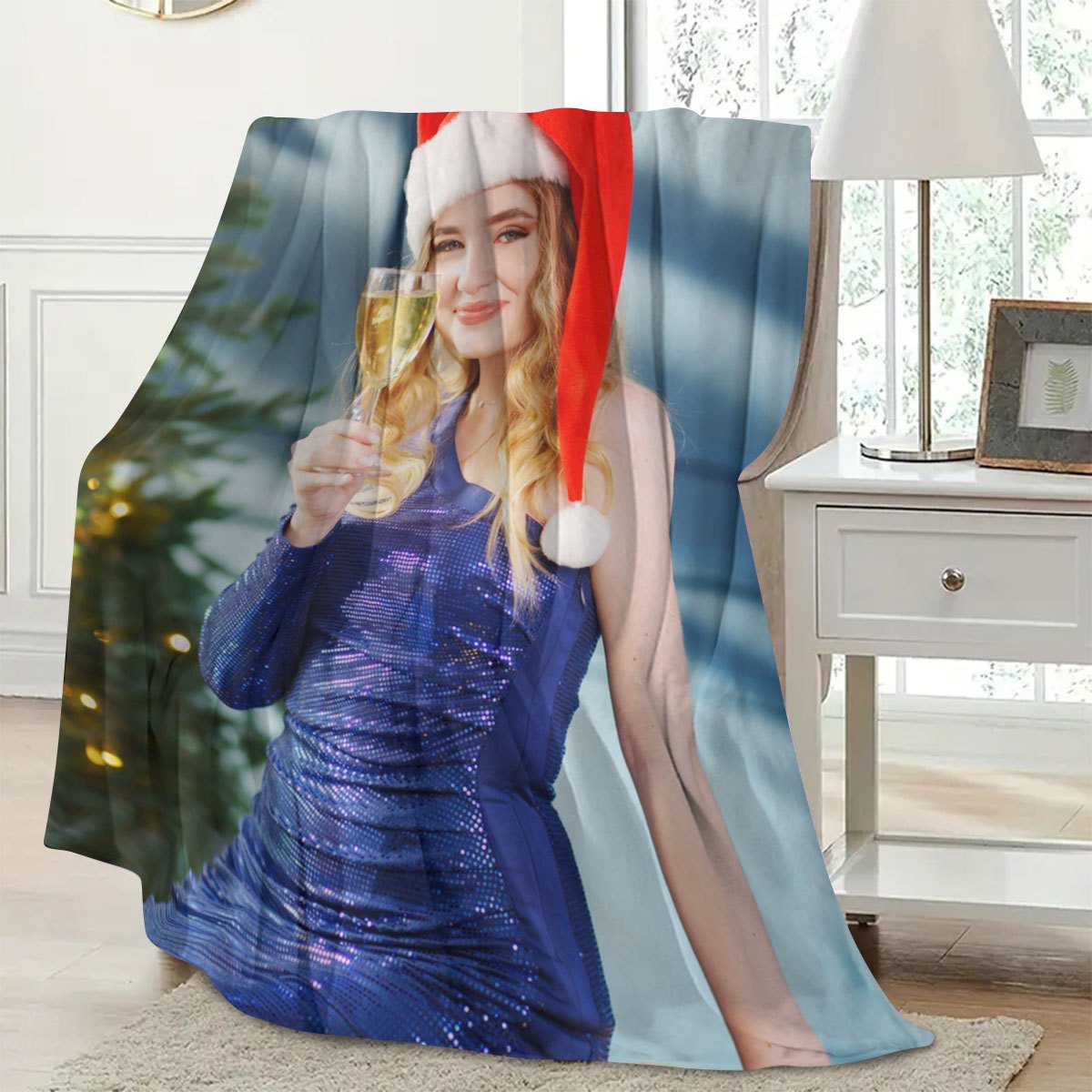 Soft, warm, and personalized flannel fleece throw blanket, perfect for adding a unique touch to your home decor. Customize with your own photos and text for a one-of-a-kind gift for all occasions. Made of high-quality polyester for a plush feel, this