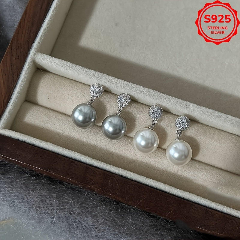 Retro Pearl Earrings made from S925 Sterling Silver