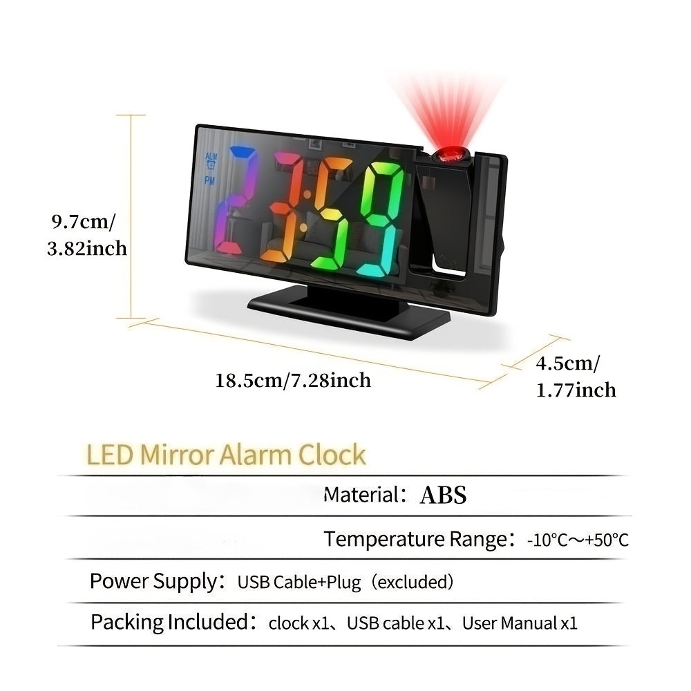 Многофункциональные цифровые будильники с проекцией, отображением температуры, регулируемой яркостью, ночным режимом и функцией отложенного будильника. LED-зеркальный будильник с питанием от USB для декора спальни и гостиной.