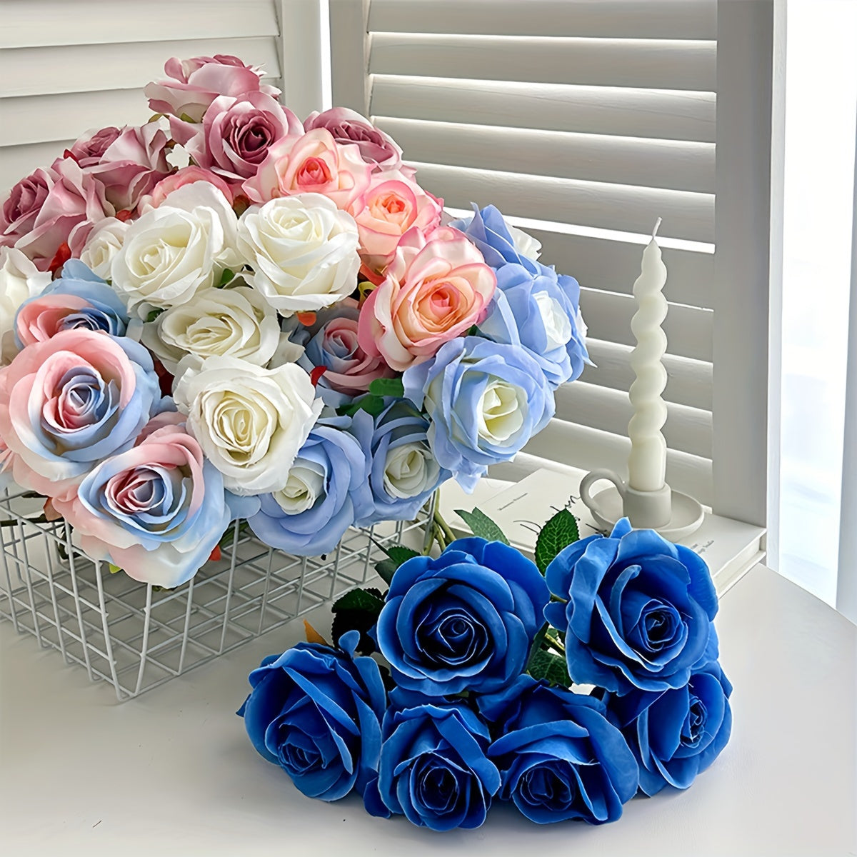 Roses: 10 Decorative Faux Roses with Soft Thron Stems, 51.05cm, Ideal for Wedding Decoration and Home Décor