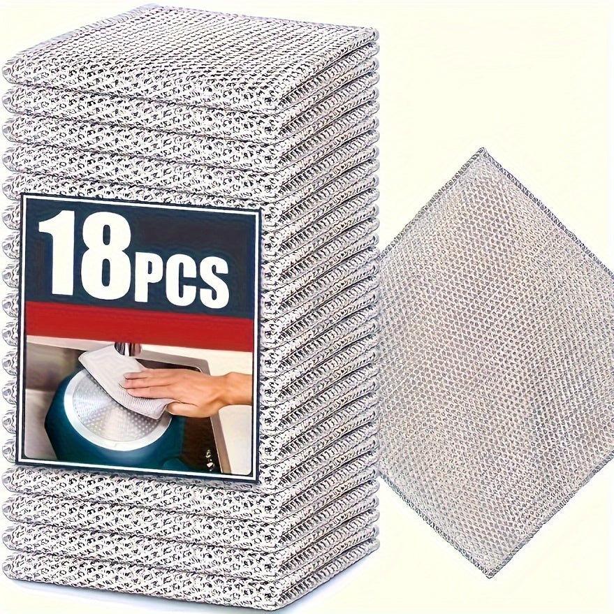 Miracle Cleaning Cloths - 12/18 Pack: Non-Stick, Oil-Free Mesh for Kitchen Stove & Pot Scrubbing. Perfect for Range Hood, Sink and Stain Removal.