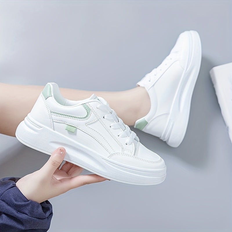 Lace up flat sneakers for women, ideal for leisure walking, running, and jogging.