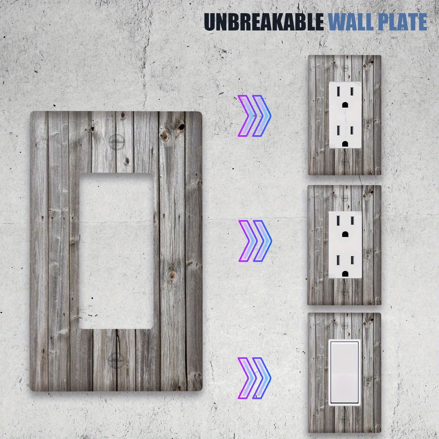 Sold in packs of one, decorative wooden wall plates for light switches and socket outlets are available in 1-gang or 2-gang styles.