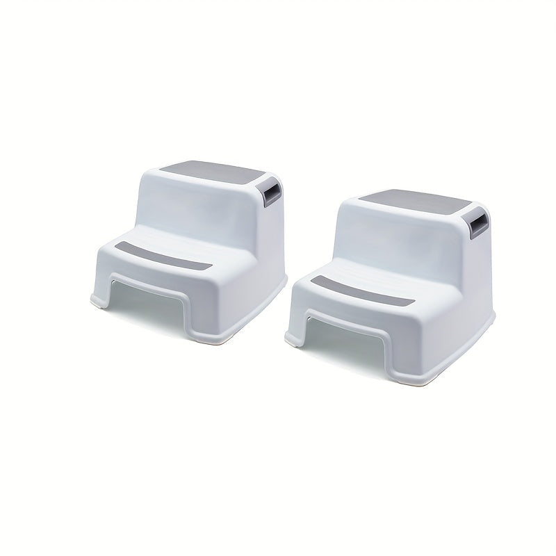 Step stool set made of plastic, perfect for children aged 3-12. Features a non-slip design and is easy to clean.