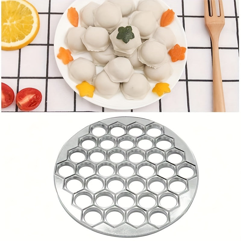 Collection of handy kitchen gadgets comprising of a dumpling maker, dumpling cutter, golden aluminum dumpling mold, tray dumpling cooking mold, and portable outdoor camping tool for effortless transport and convenience during use.