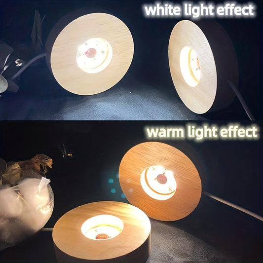 Solid wood lamp with LED lights, perfect for creating a romantic night ambiance. This DIY lamp features a crystal glass base and a switch made of logs. It can be powered by USB and also doubles as a display stand for light rotation. Ideal as a gift for