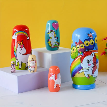 Handmade wooden nesting dolls toy set for kids aged 3-6. Ideal for various holidays and occasions.