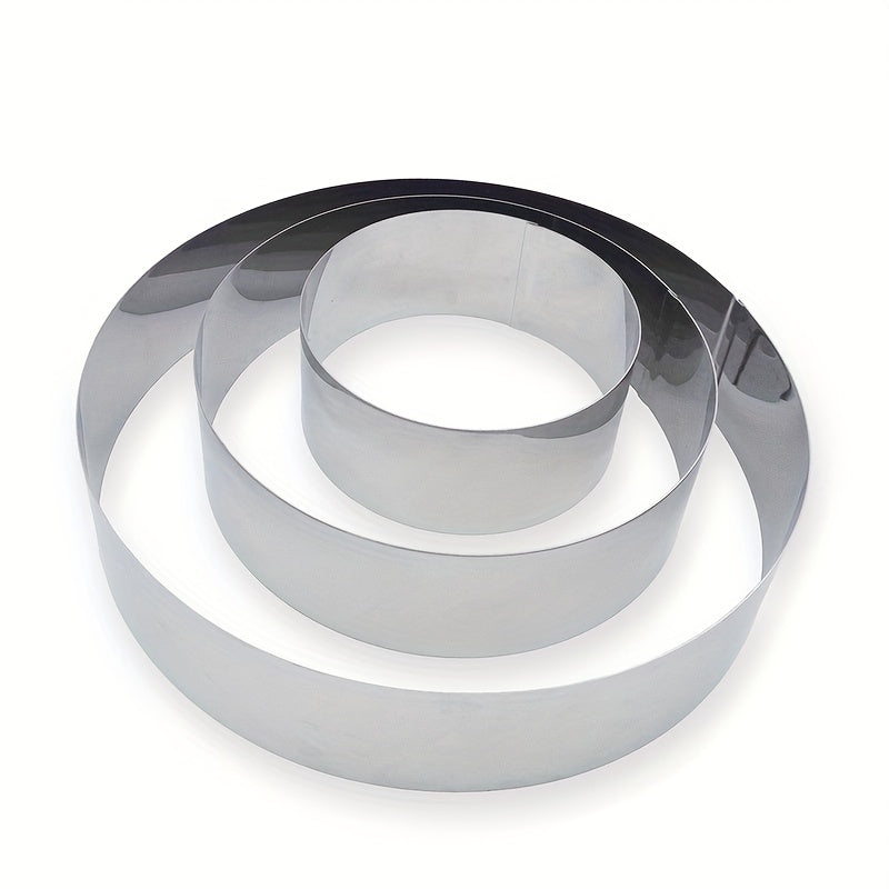 Set of 3 Mousse Cake Mold Rings in varying sizes (10.16cm, 15.24cm, 20.32cm) featuring Round, Heart, Flower, Bear, and Kitten shapes. Includes 3 stainless steel cookie cutters, pancake molds, and various baking tools. A must-have for any kitchen, these