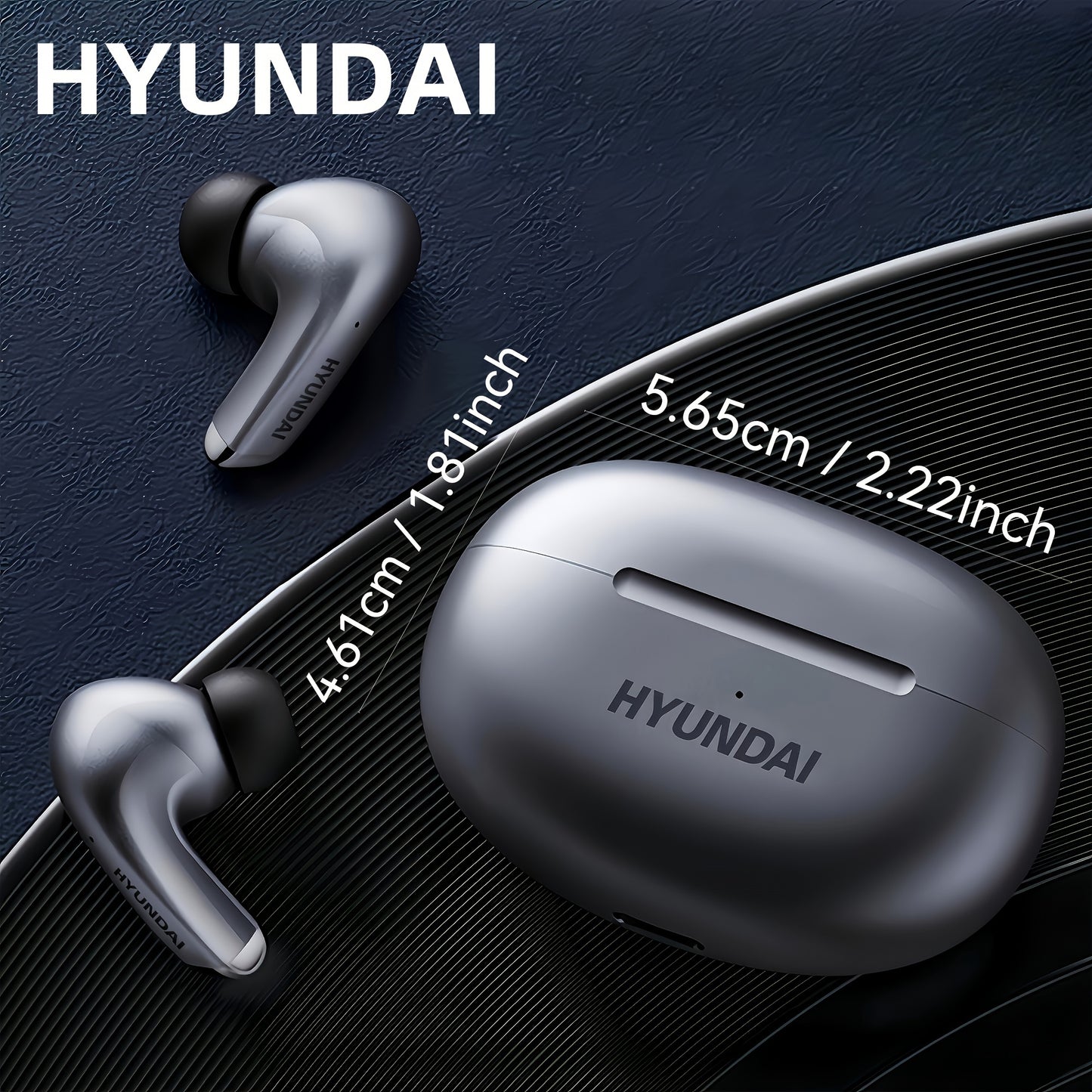 2024 Hyundai Wireless Earbuds with Low Latency, Long Battery Life, Noise Isolation, and Built-in Mic for Gaming, Sports, and Music