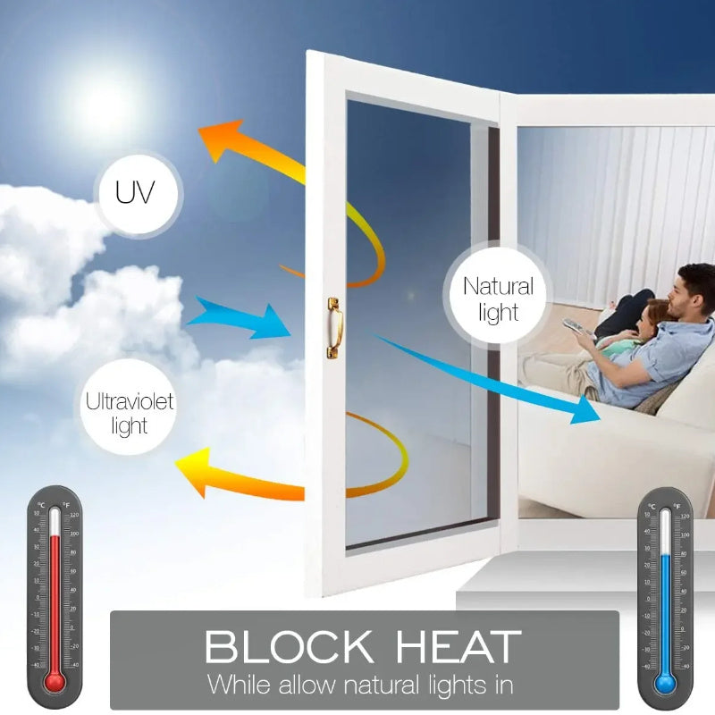 Sunshade Window Film with UV Protection and Privacy, PET Material for Easy Application, Ideal for Home and Office to Block Strong Light - Provides Insulation and Heat Control, Reflective Self-Adhesive Film