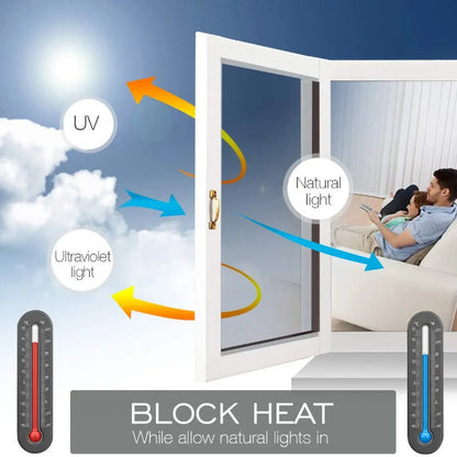 Sunshade Window Film with UV Protection and Privacy, PET Material for Easy Application, Ideal for Home and Office to Block Strong Light - Provides Insulation and Heat Control, Reflective Self-Adhesive Film