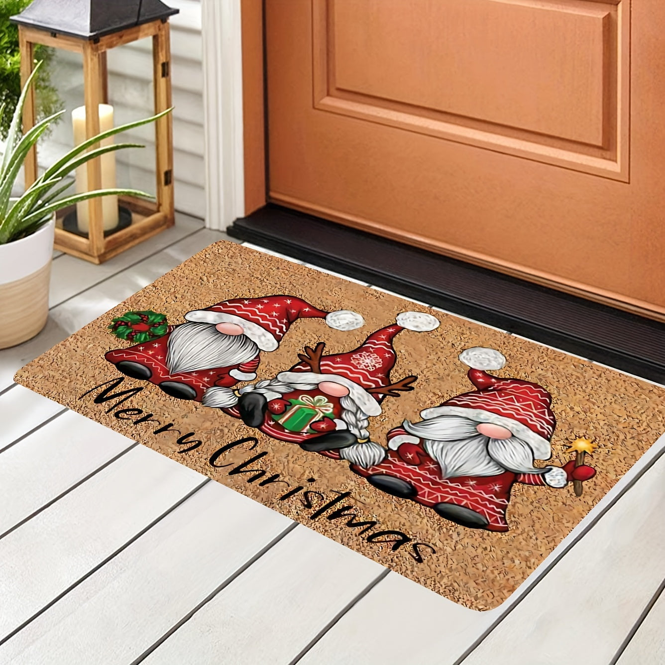 This Christmas Gnome Door Decoration Mat is perfect for keeping your home clean and festive. Made of durable polyester, it is dirt resistant and easy to clean. The mat is 1 centimeter thick and weighs 800 grams per square gram, making it ideal for both