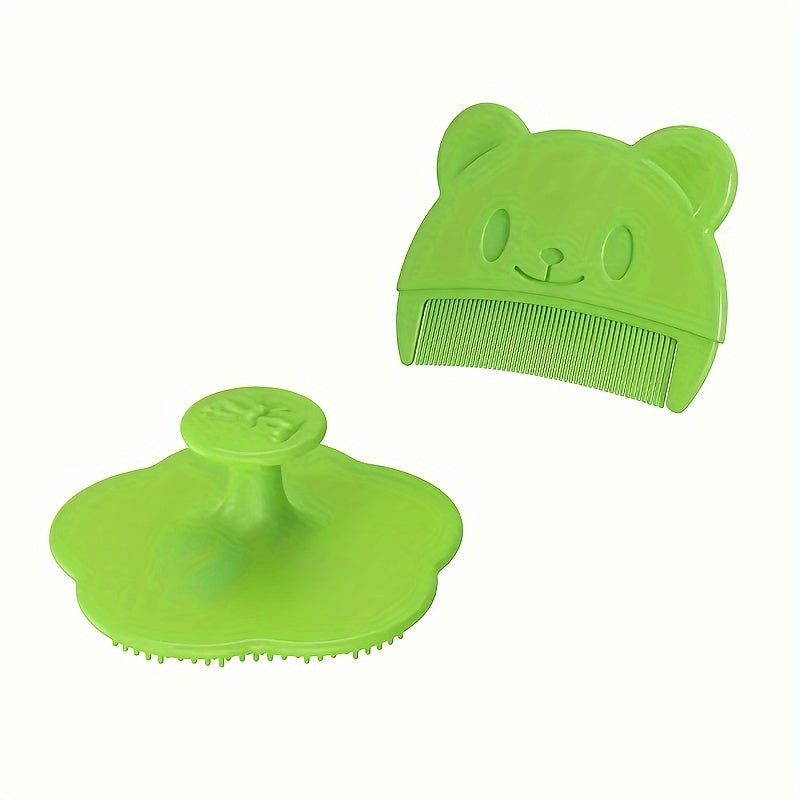 Set of 2 Baby Grooming & Healthcare Tools: Silicone Shampoo Brush and Gentle Comb for Ages 0-3