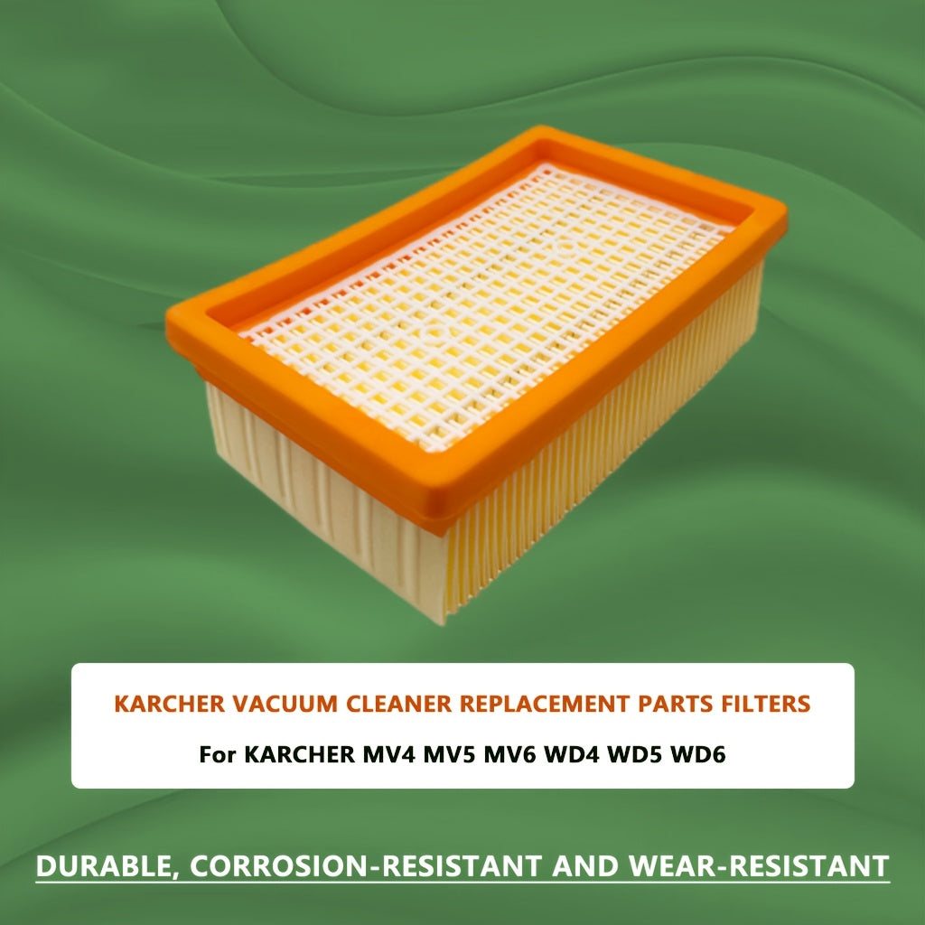 Flat-pleated filter compatible with Karcher MV4/MV5/MV6 & WD4/WD5/WD6 - Long-lasting and simple to replace, suitable for both wet and dry vacuum cleaners, INT