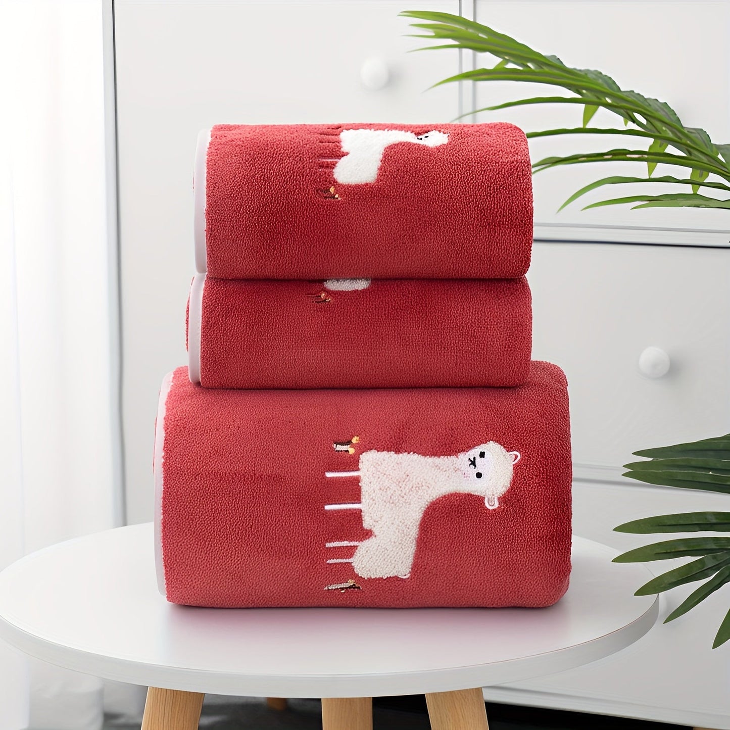 Get 2 Christmas Halloween Gifts with this adorable Alpaca Towel Bath Towel Set. Super soft and cute, it can also double as a blanket. Made from skin-friendly materials, this set is super absorbent and perfect for gifting this Christmas.