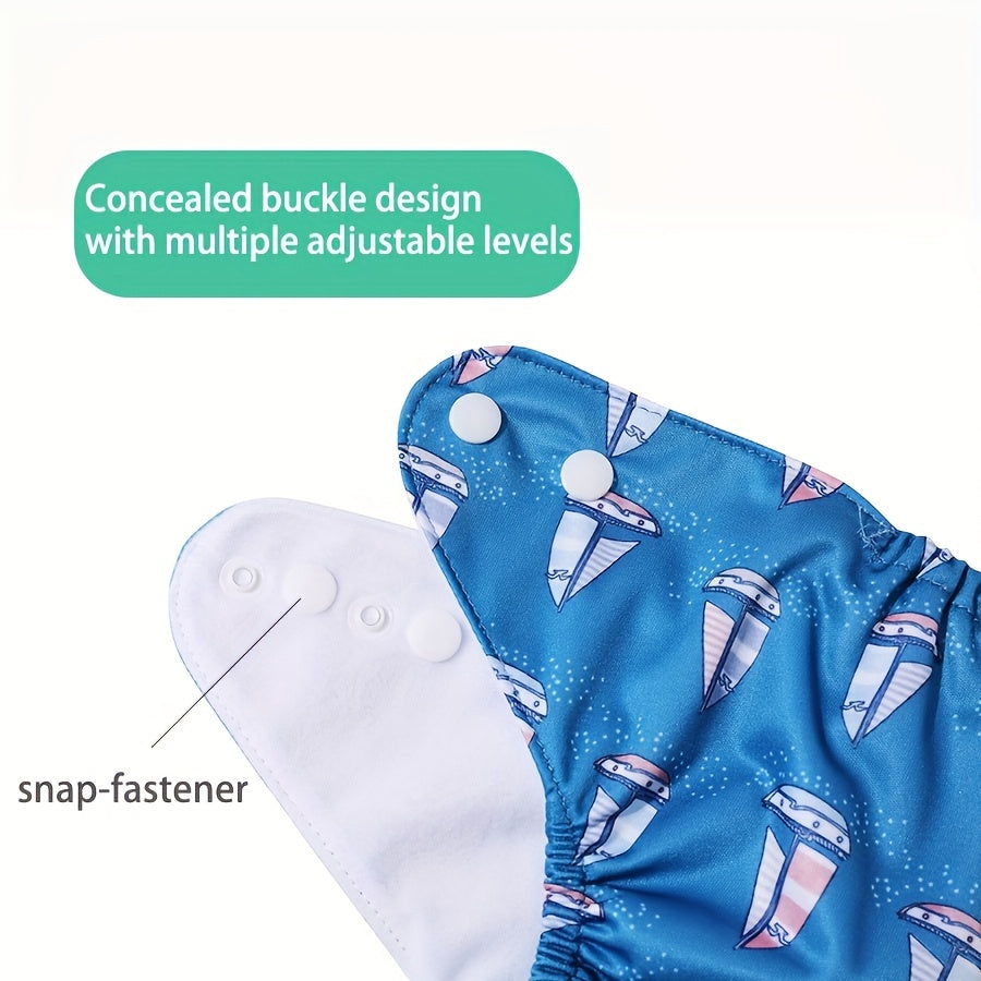 BooBee 6-Pack of Reusable Cloth Diapers - Adjustable and Washable Polyester Covers in a Variety of Patterns. The Perfect Gift for Christmas, Halloween, or Thanksgiving! Fits Babies Weighing 3.63-10.43 KG.