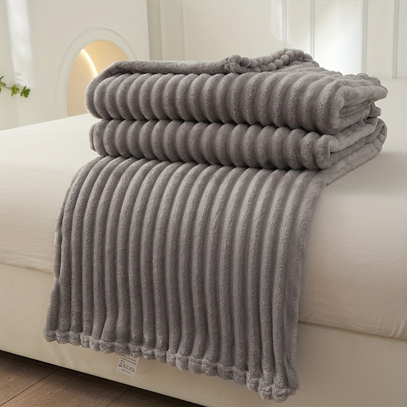 Stylish wide striped blanket in a solid color (pillow core and pillowcase not included)