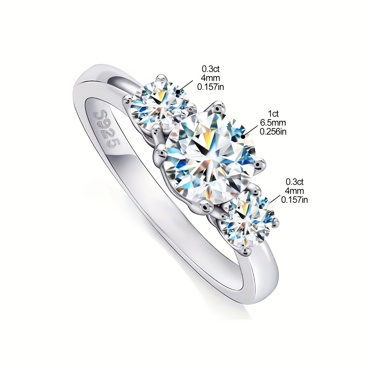 Stunning 1.6CT Mozambique Engagement Ring Set With 3 Diamond Bands, Wedding Ring, 925 Sterling Silver Promise Ring, Eternal Ring, Anniversary Ring, Valentine's Day Gift. This noble and luxurious ladies' bridal jewelry features a Mozambique Stone weighing