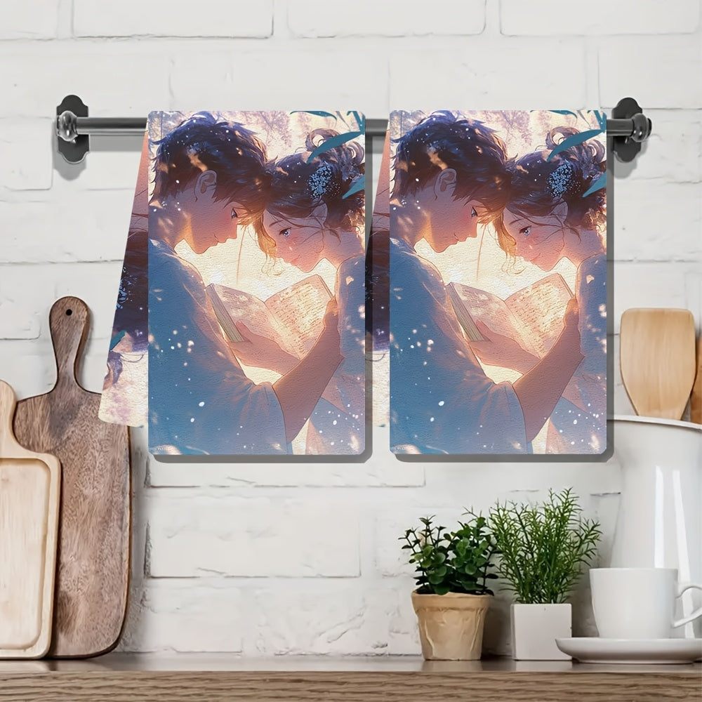 This set includes 2 incredibly soft kitchen towels, designed to share in the creation of our love story. These highly absorbent dish towels are ideal for holiday decorating, and can be easily cleaned in the washing machine. Each towel measures