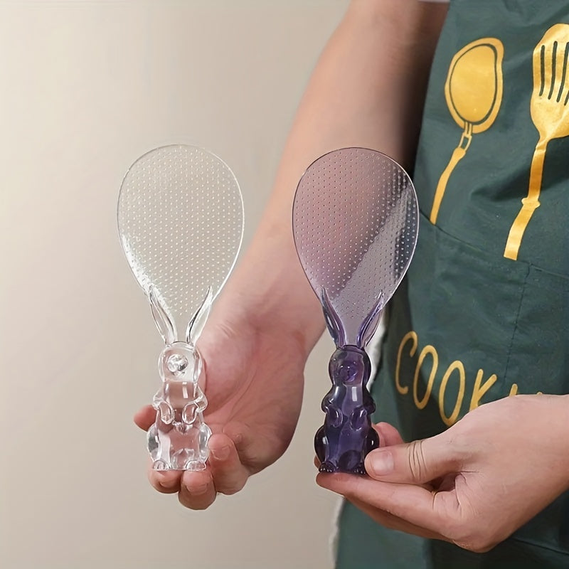 Transparent crystal spoon with rabbit design for rice cooking