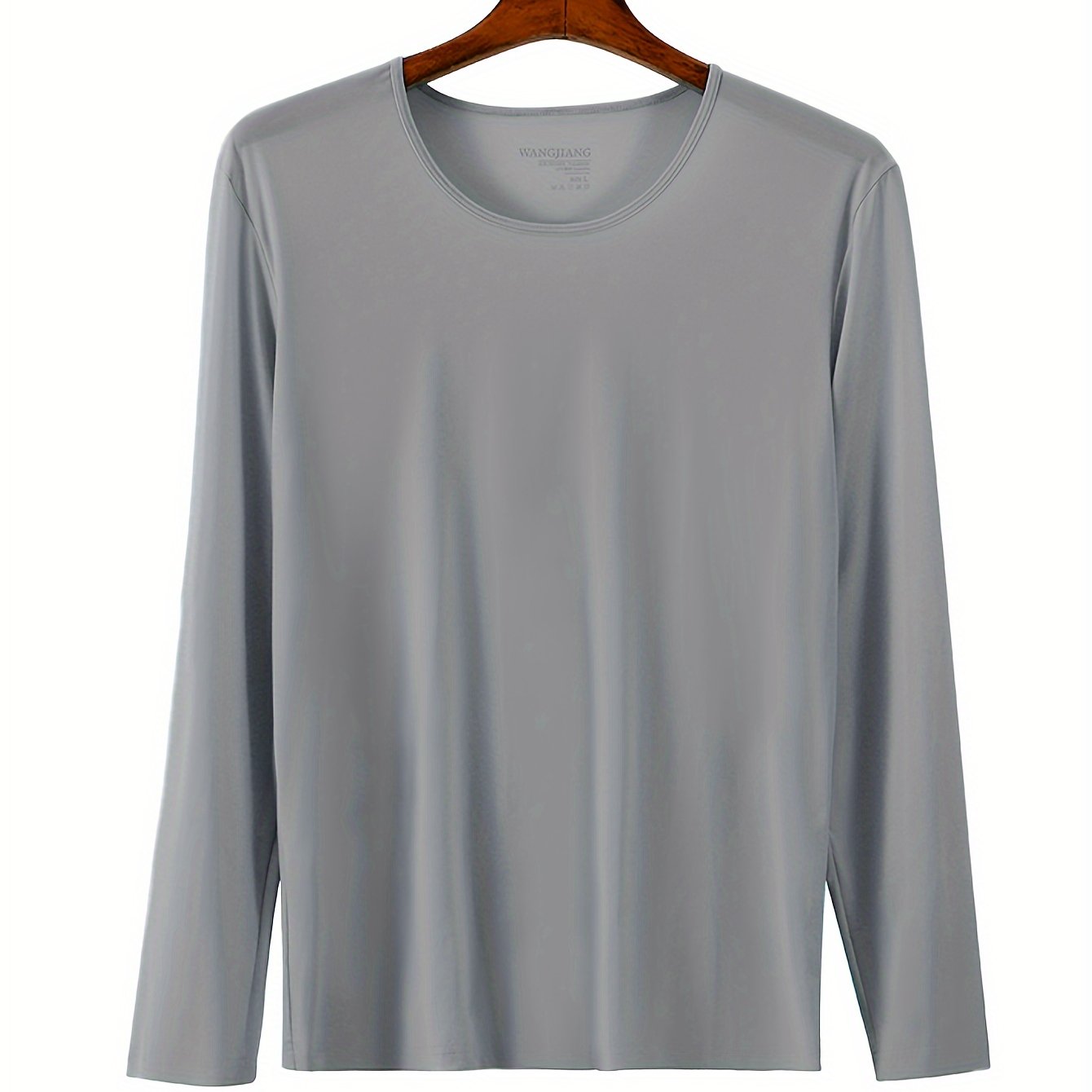 Men's ultra thin crew neck t-shirt made of 90% nylon polyamide and 10% elastane with a medium stretch, solid color, skinny fit knit fabric for all seasons.