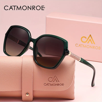 Women's Polarized Square sunglasses with high-quality PC frame, comfortable for outdoor activities and everyday use, comes in a pink gift box.