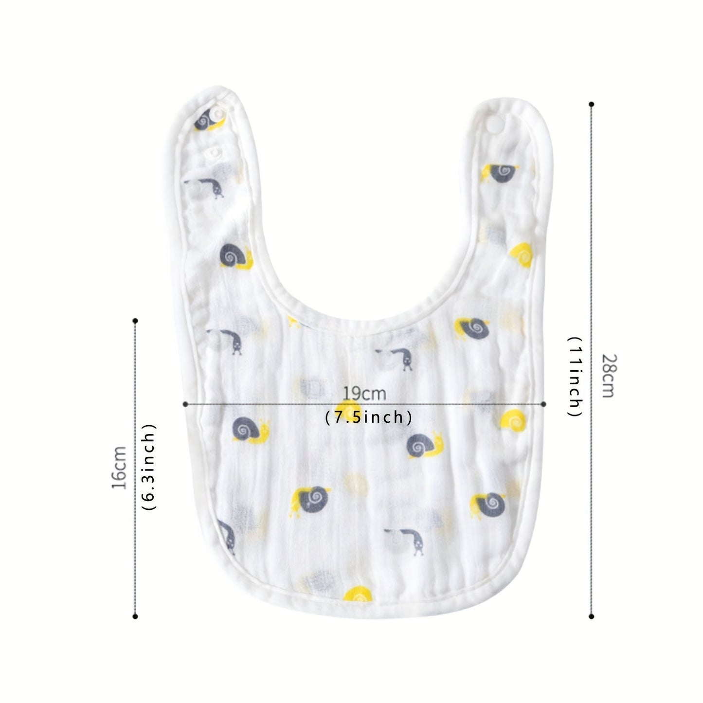 Set of 5 Soft Feeding Bibs made of 6-layer Cotton Gauze (assorted colors)