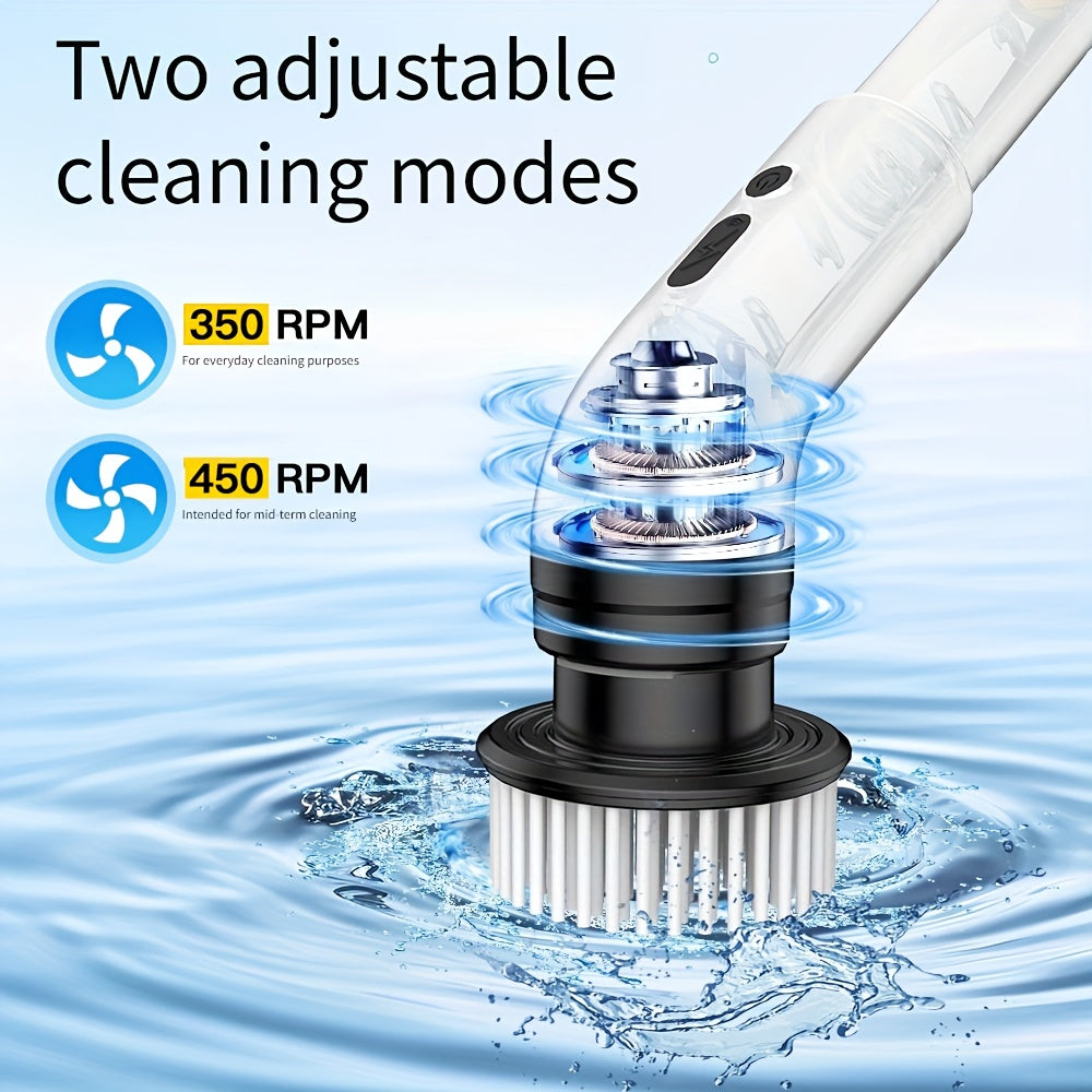 Multi-functional Electric Scrubbing Brush with Extended Reach - Conveniently Rechargeable via USB, Great for Cleaning Floors, Walls, Outdoor areas, and Bathrooms