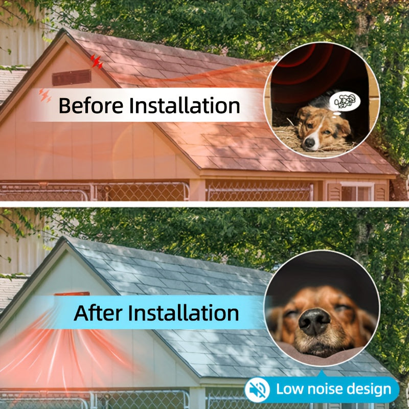 Remote Controlled Dual Exhaust Solar-Powered Fan for Dogs, Cats, and Chicken Coops - Offers High-Speed Cooling