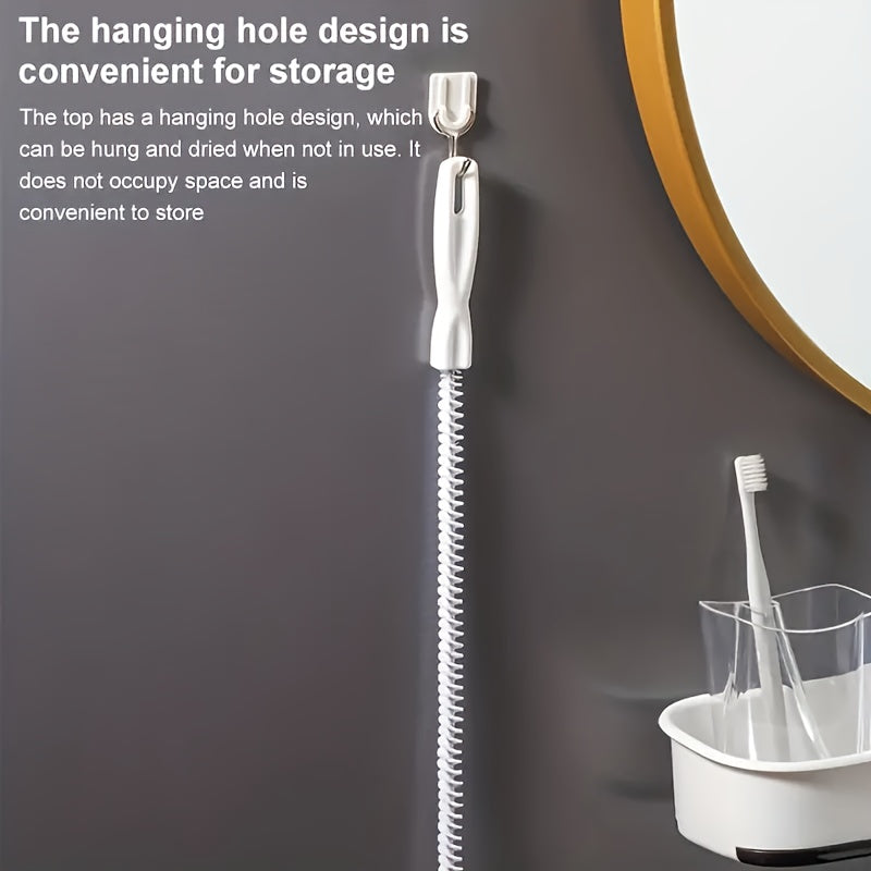 Flexible Drain Cleaning Brush for Kitchen, Bathroom, Shower - Removes Hair and Blockages Easily - Plastic Build, No Electricity Required - Effortless Tool for Overflowing Sinks