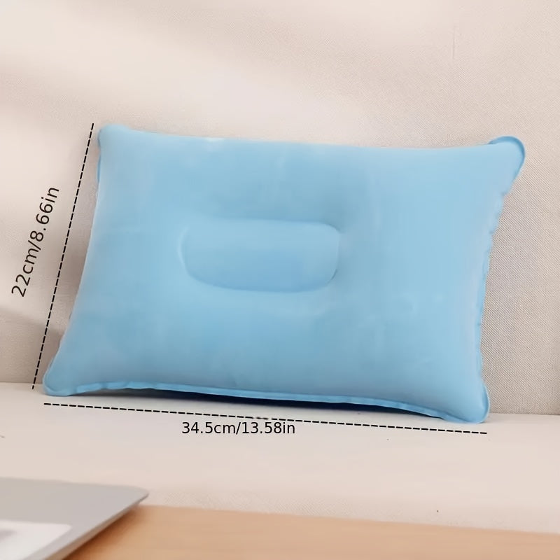 Inflatable Travel Pillow for Camping, Portable Flocked Pillow for Nap, PVC Square Pillow