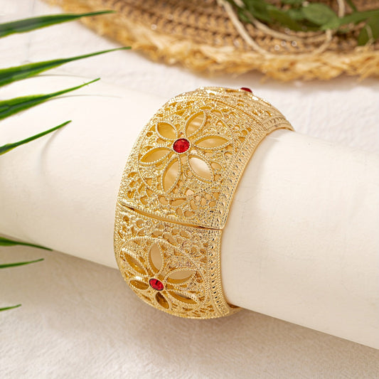 Elegant and Versatile Vintage Luxury Style Tone Filigree Cuff Bangle crafted in Zinc Alloy - Wide Bracelet for Women, with No Plating - Ideal High-End Accessory for Everyday Wear.