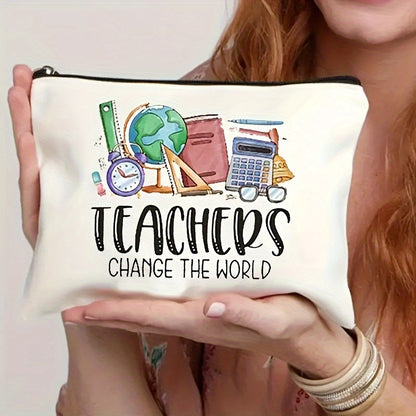 Durable polyester makeup bag, great for gifts or personal use, scent-free and non-waterproof. Ideal for teachers for retirement, birthday, graduation, or Teacher's Day.