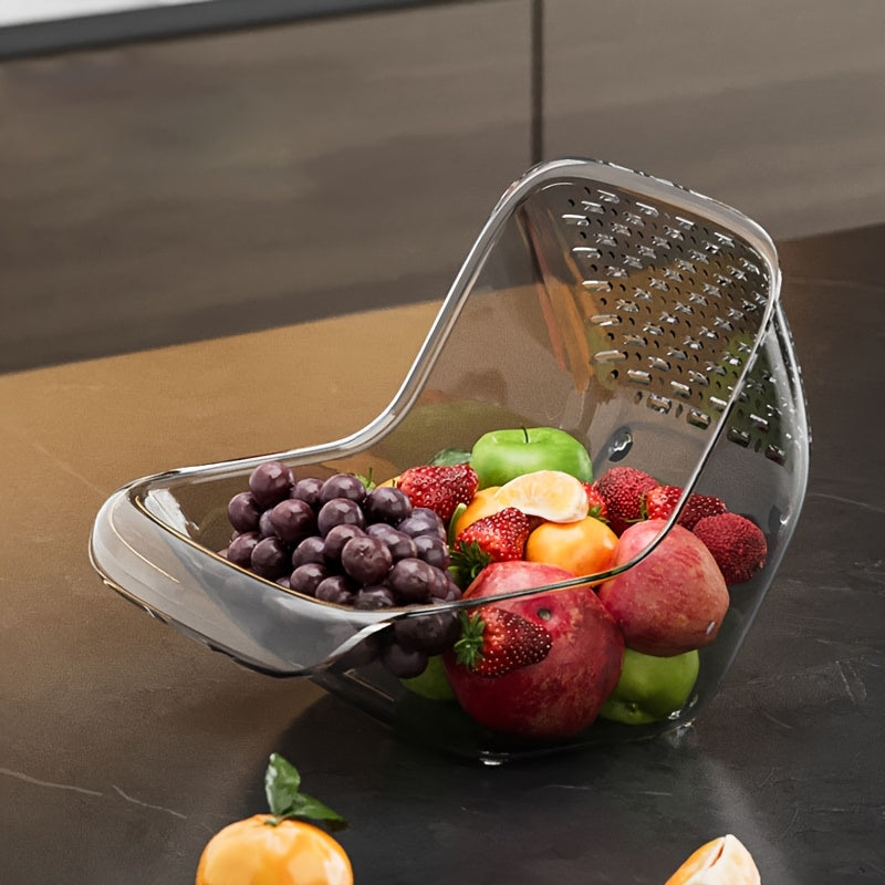 Clear Plastic Collapsible Colander, Food-Grade Basket for Washing and Draining in the Kitchen, Multipurpose Transparent Fruit and Vegetable Holder, Ideal for Household Use