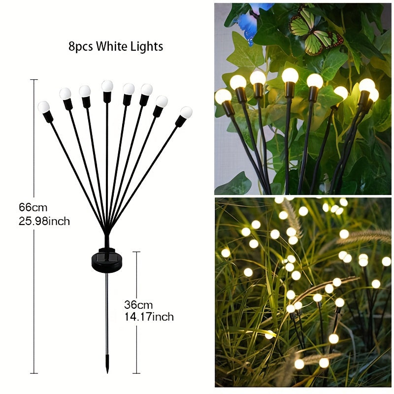 6/8/10 Solar Lawn Lamps with Wind-Driven LED Firefly, Garden Festival Decoration