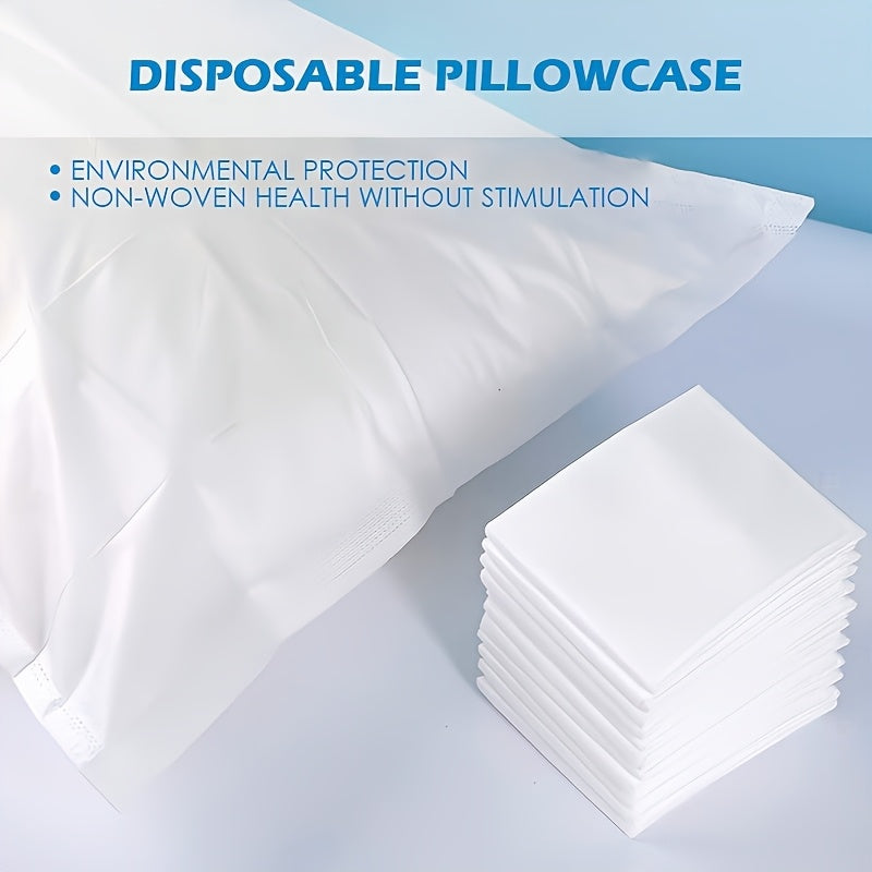 Set of 2 White Disposable Pillowcases - Modern Non-Woven Material, Durable, Dustproof, Ideal for Hotels, Salons, and Home