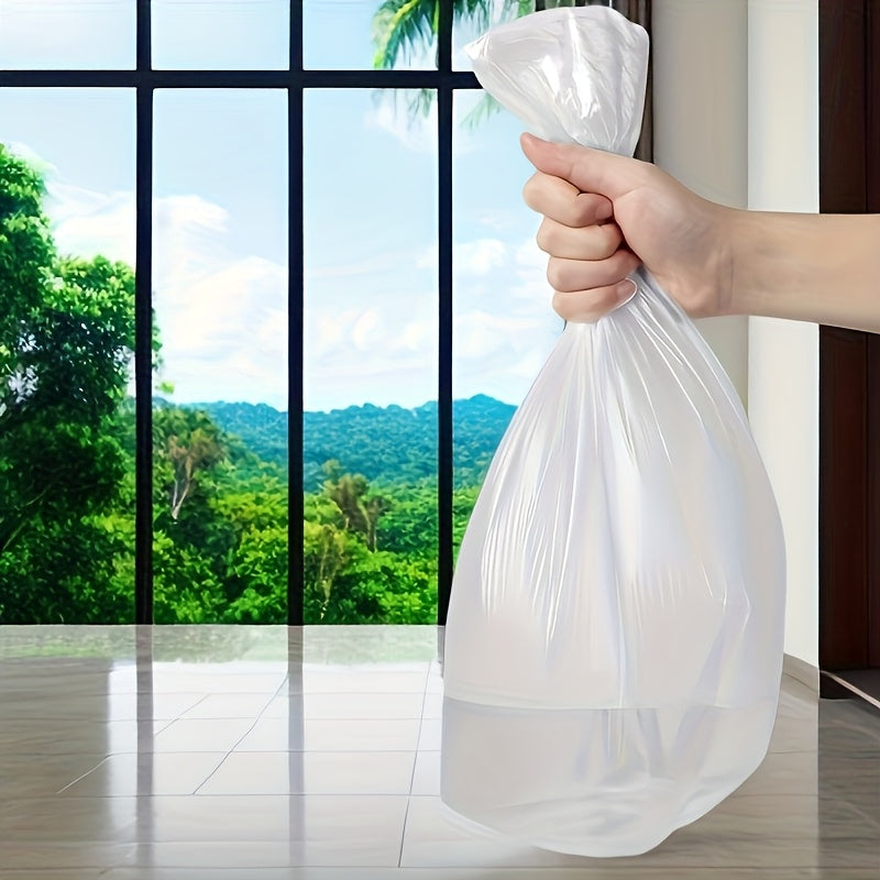 100 biodegradable garbage bags in each roll, measuring 45.01x50.01 cm. These plastic bags are multi-purpose and suitable for use in various settings such as home, kitchen, business, school, office, outdoor, bathroom, and professional use. They are