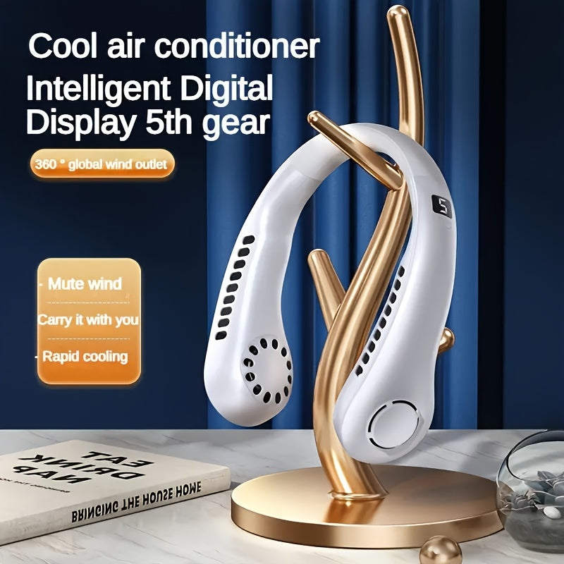 One-piece, sleek design, perfect for summer at home, on-the-go, or while working or studying. The Hanging Neck Fan features 5-speed wind adjustment, an LED display, and an ultra-lightweight body for all-day wear. Ideal for keeping cool during summer